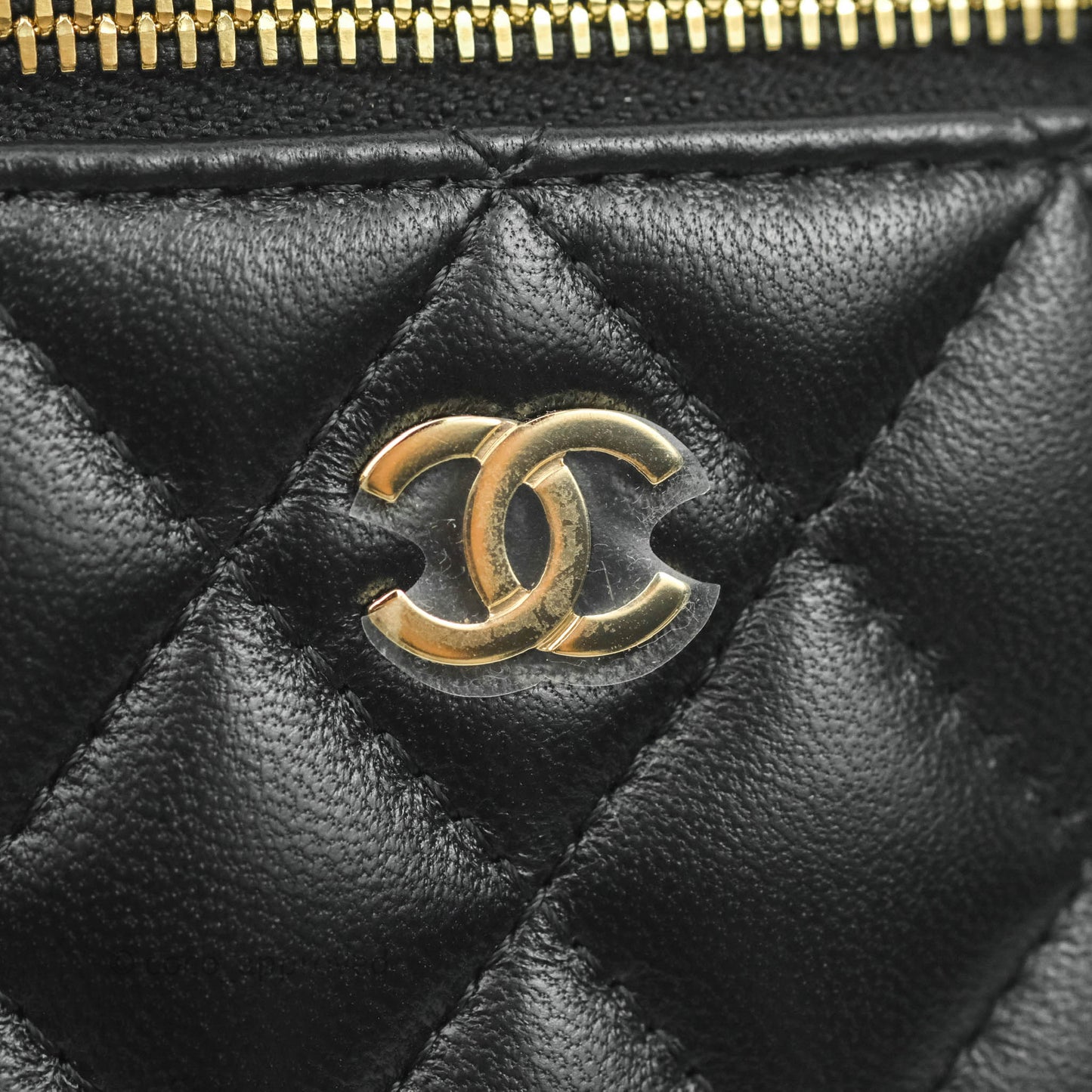 Chanel Classic Mini Vanity With Chain Black Lambskin Gold Hardware