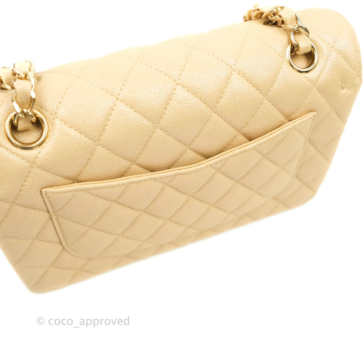 Chanel Classic Small S/M Flap Iridescent Beige Caviar Gold Hardware 19S
