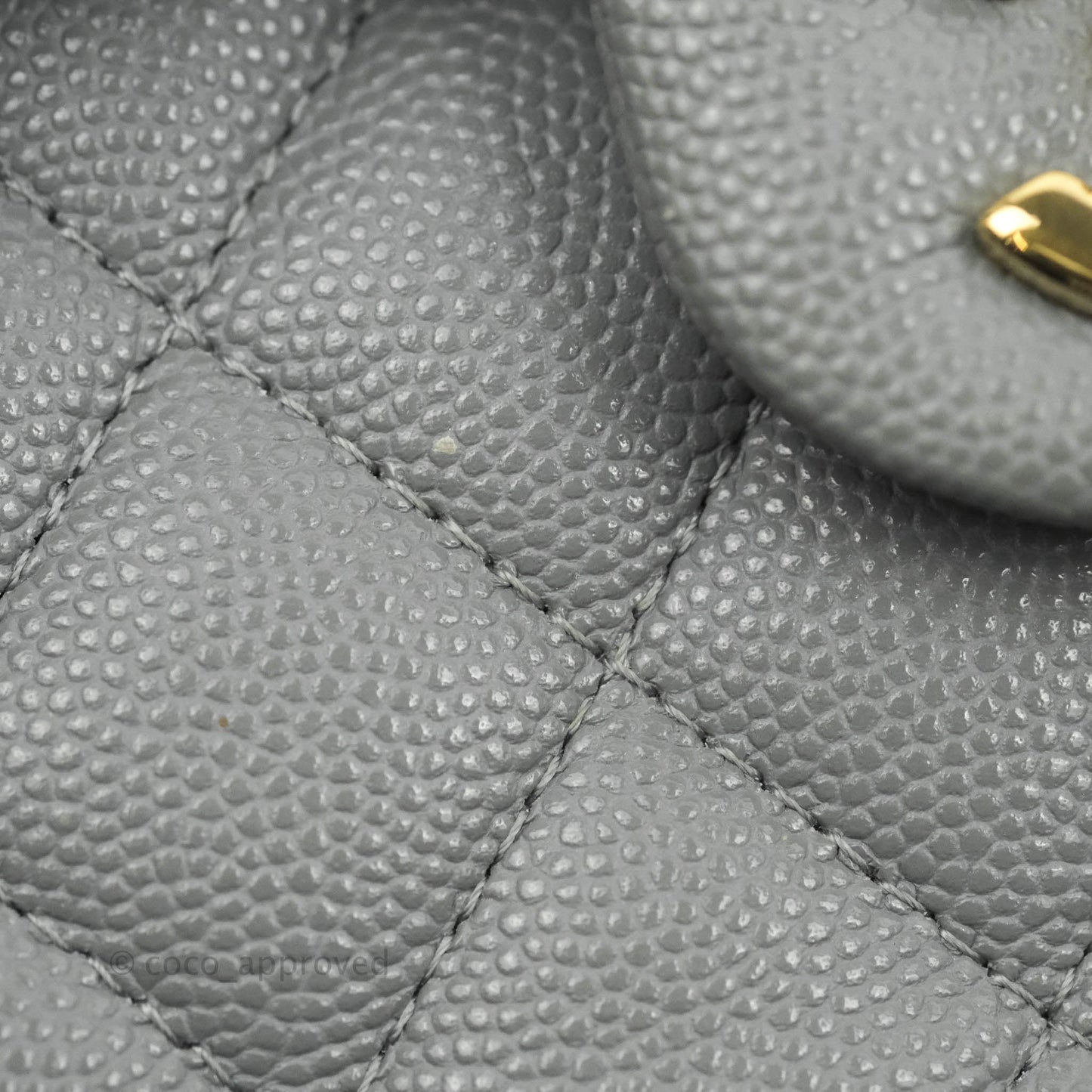 Chanel Small Classic Quilted Flap Grey Caviar Gold Hardware 20C