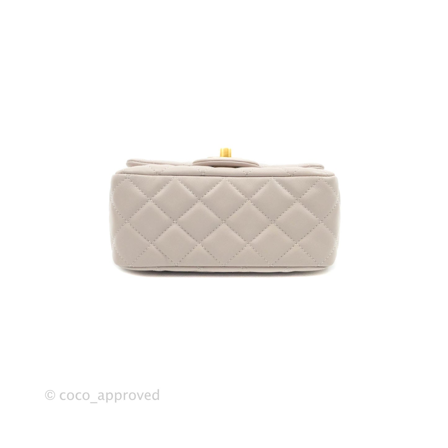 Chanel Mini Square Pearl Crush Quilted Pale Lilac Lambskin Gold Hardware