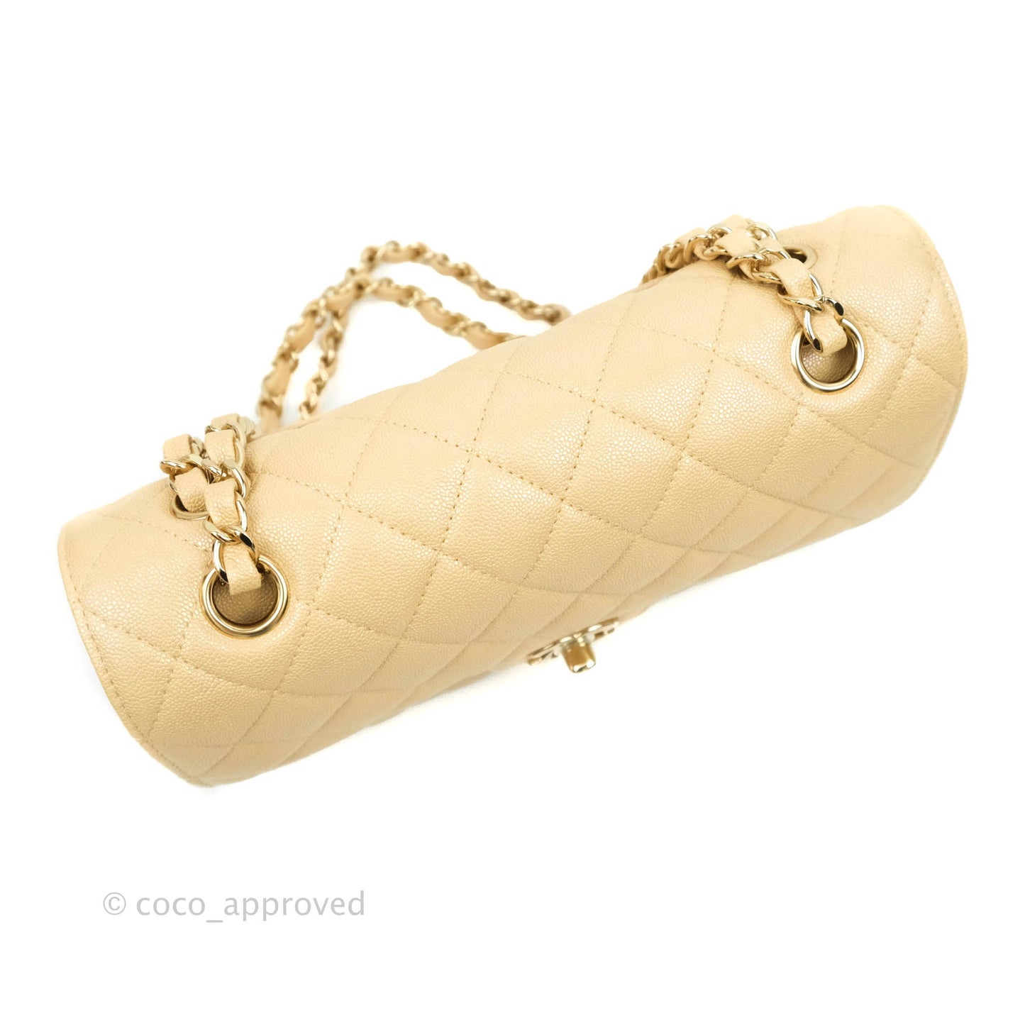 Chanel Classic Small S/M Flap Iridescent Beige Caviar Gold Hardware 19S