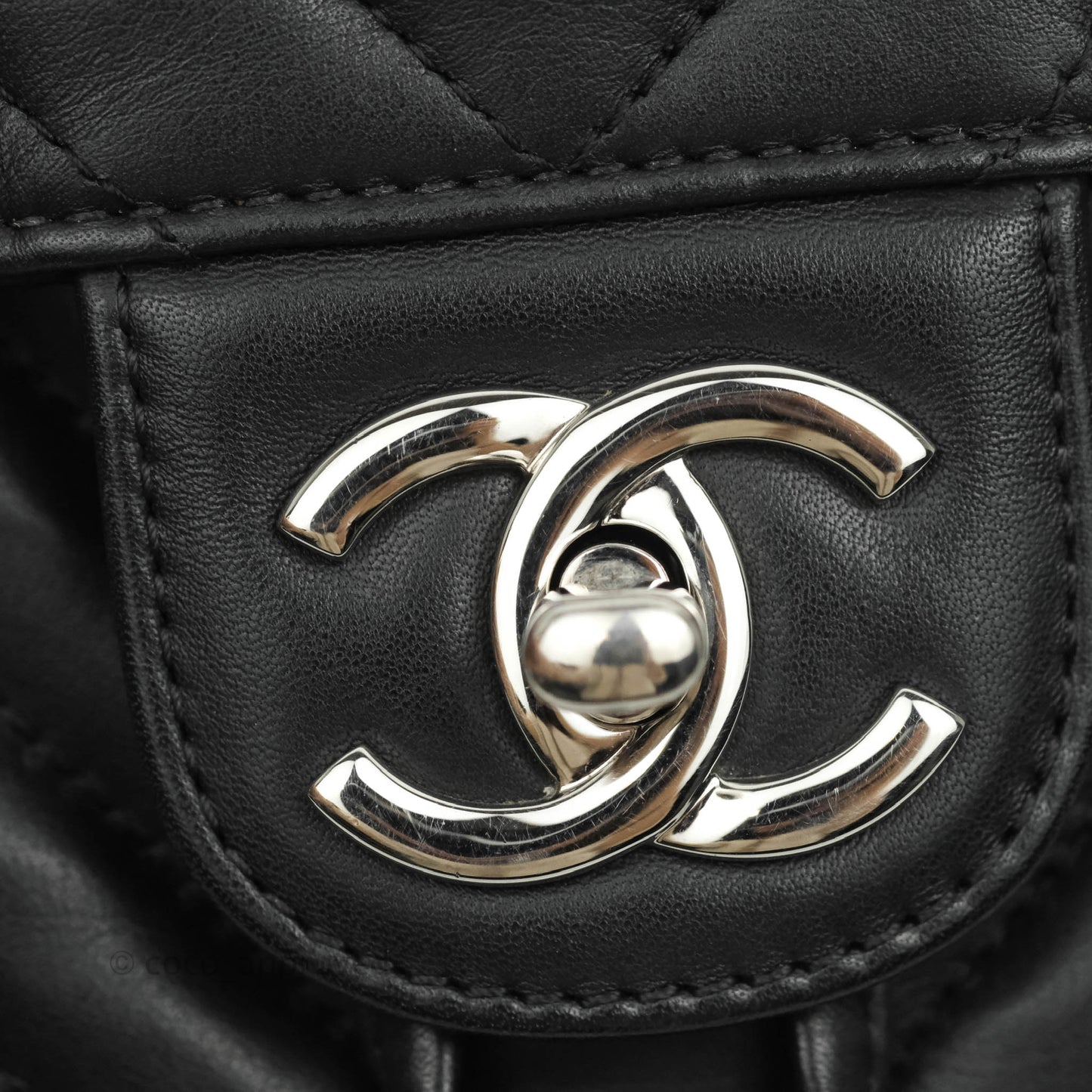 Chanel Medium Chevron Urban Spirit Backpack Black Calfskin Silver Hardware