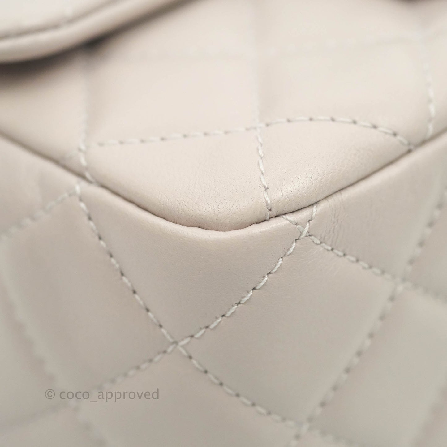 Chanel Mini Square Pearl Crush Quilted Pale Lilac Lambskin Gold Hardware