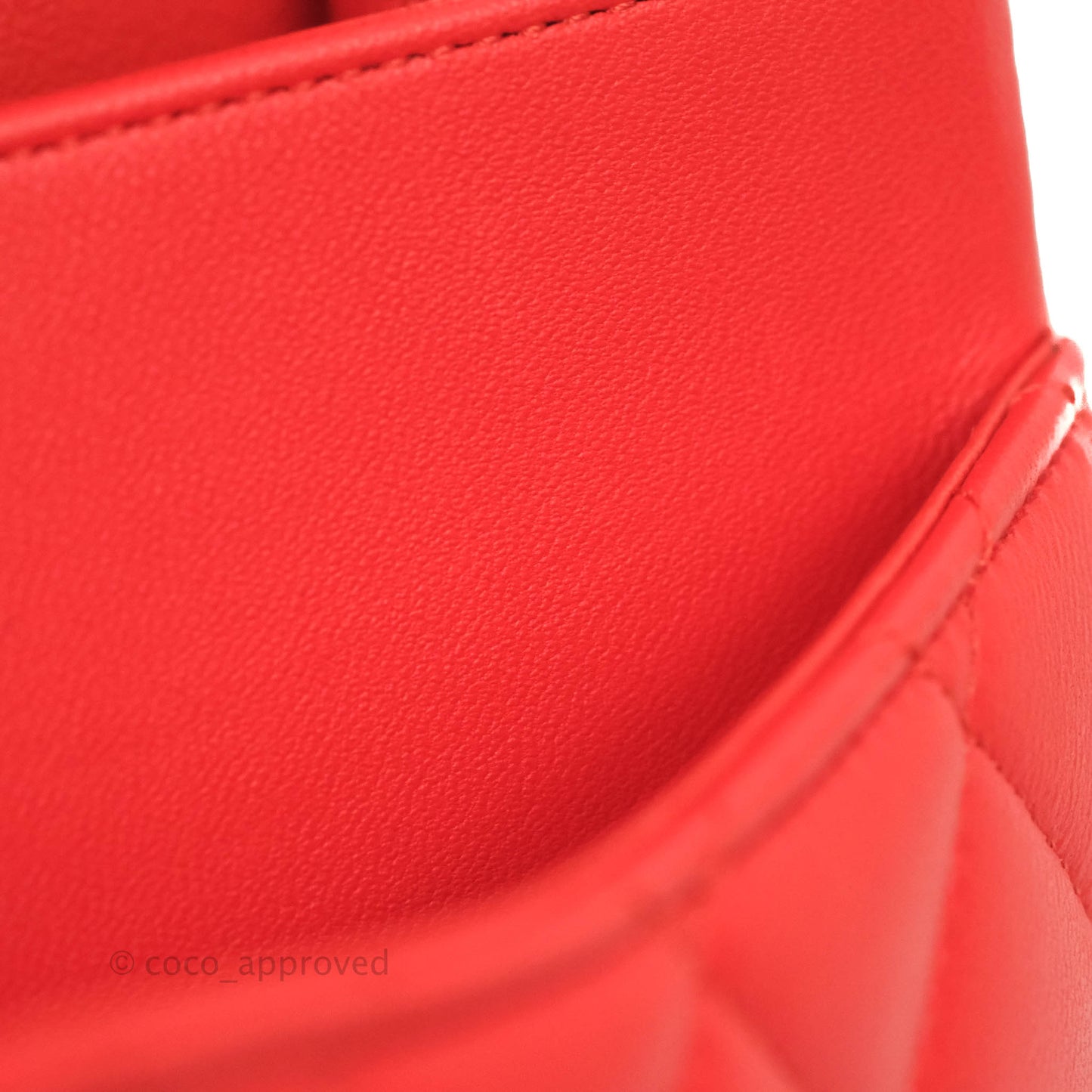 Chanel Classic M/L Medium Double Flap Poppy Red Lambskin Silver Hardware