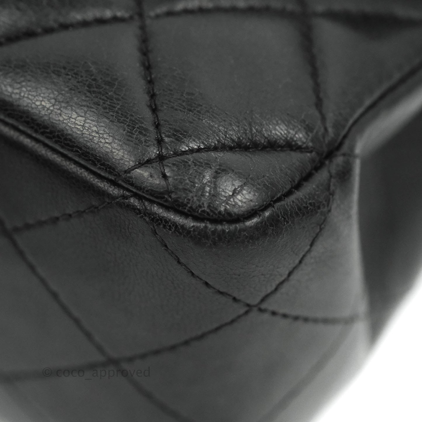 Chanel Classic M/L Medium Double Flap Black Lambskin Silver Hardware