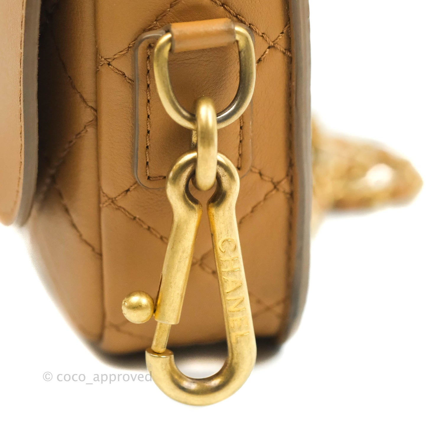 Chanel Quilted Flap With Coin Purse Caramel Calfskin Aged Gold Hardware 19K