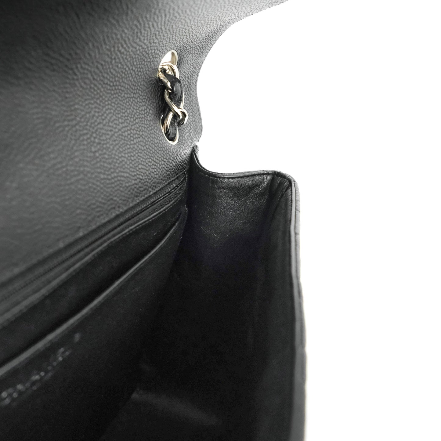 Chanel Single Flap Maxi Caviar Black Silver Hardware