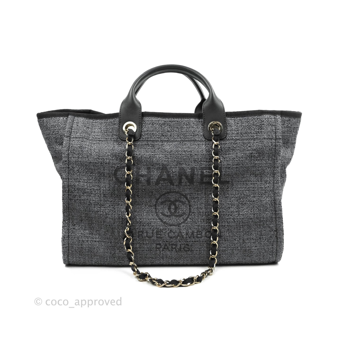 Chanel Deauville Charcoal Grey Canvas Gold Hardware