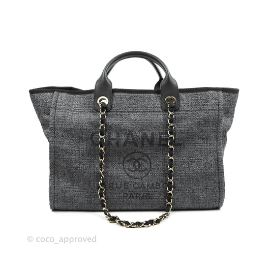 Chanel Deauville Charcoal Grey Canvas Gold Hardware