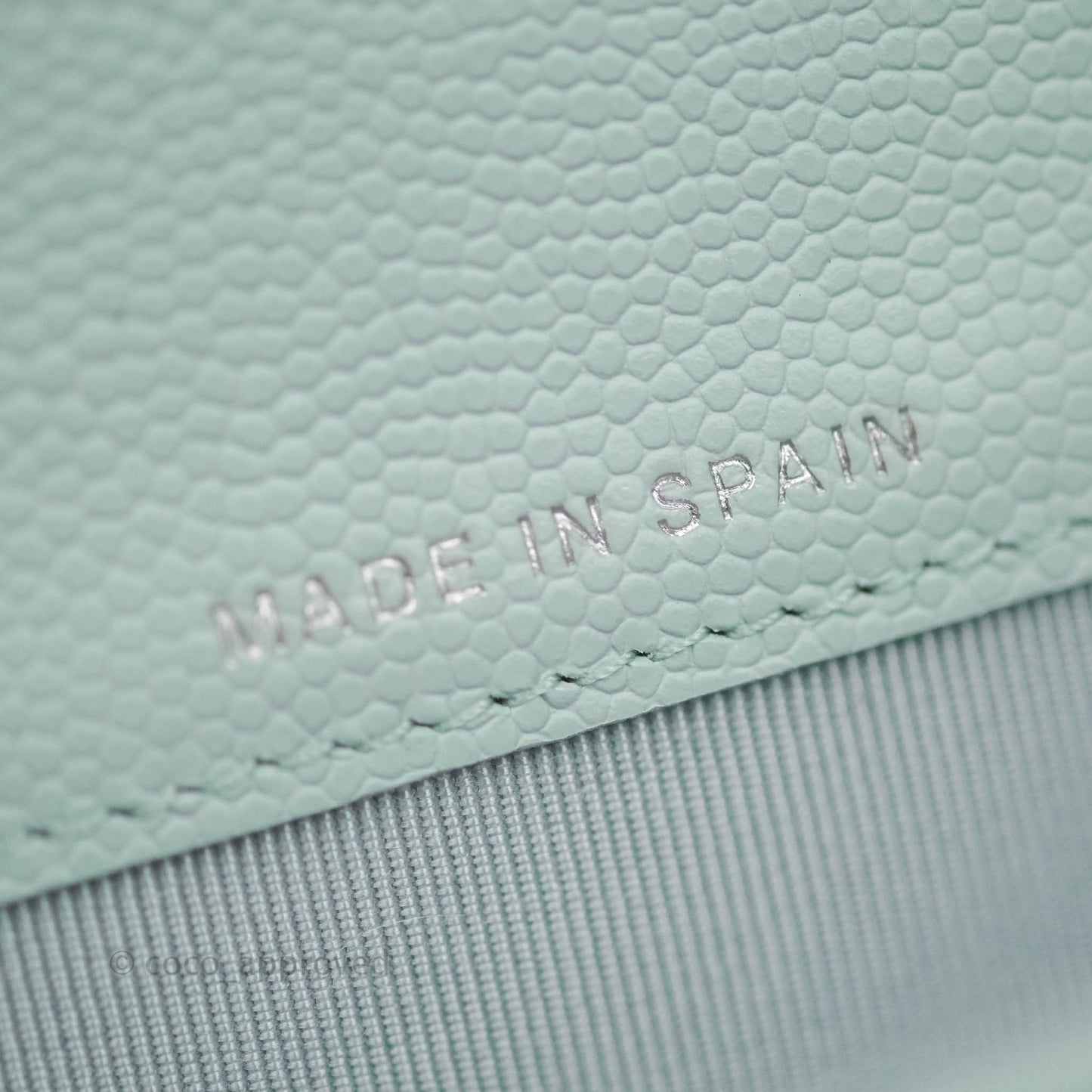 Chanel Quilted Classic Flap Card Holder Pale Mint Caviar Silver Hardware