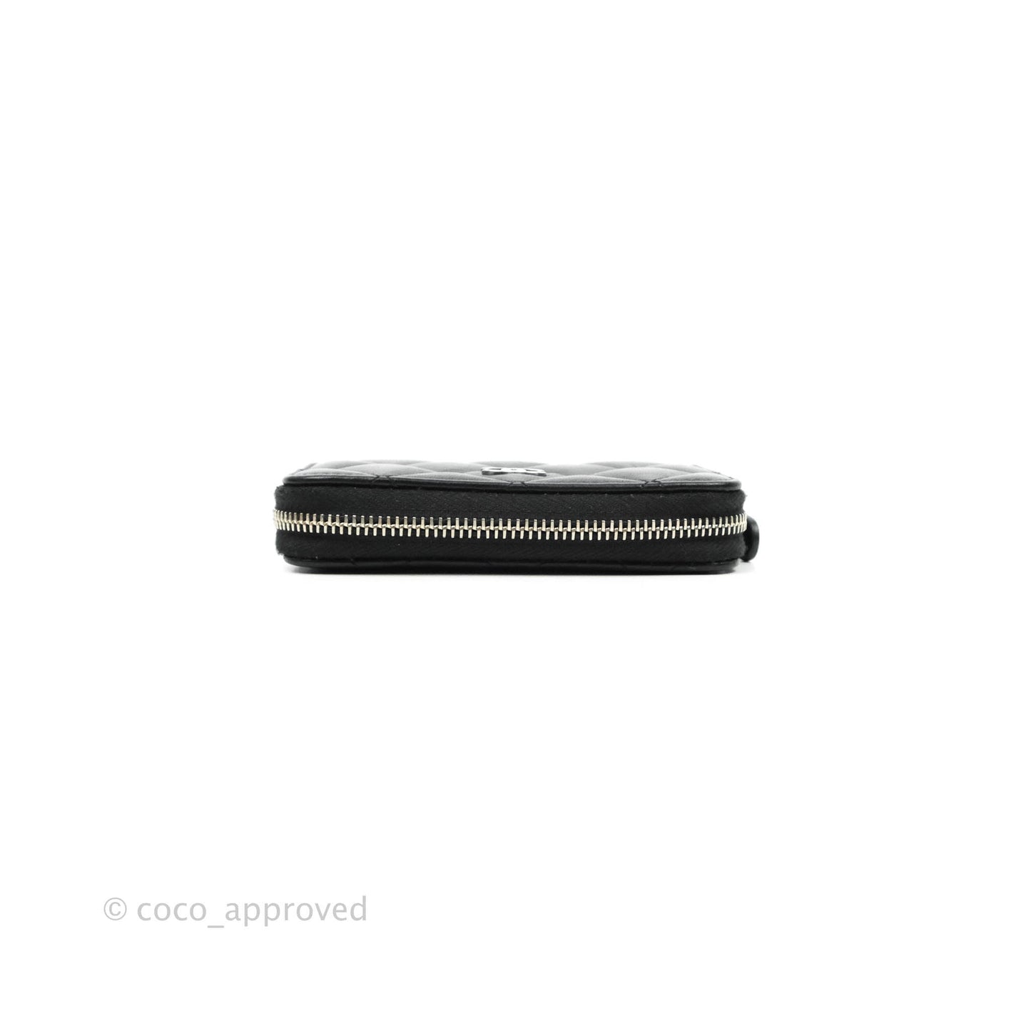Chanel Classic Zipped Coin Purse Black Lambskin Silver Hardware