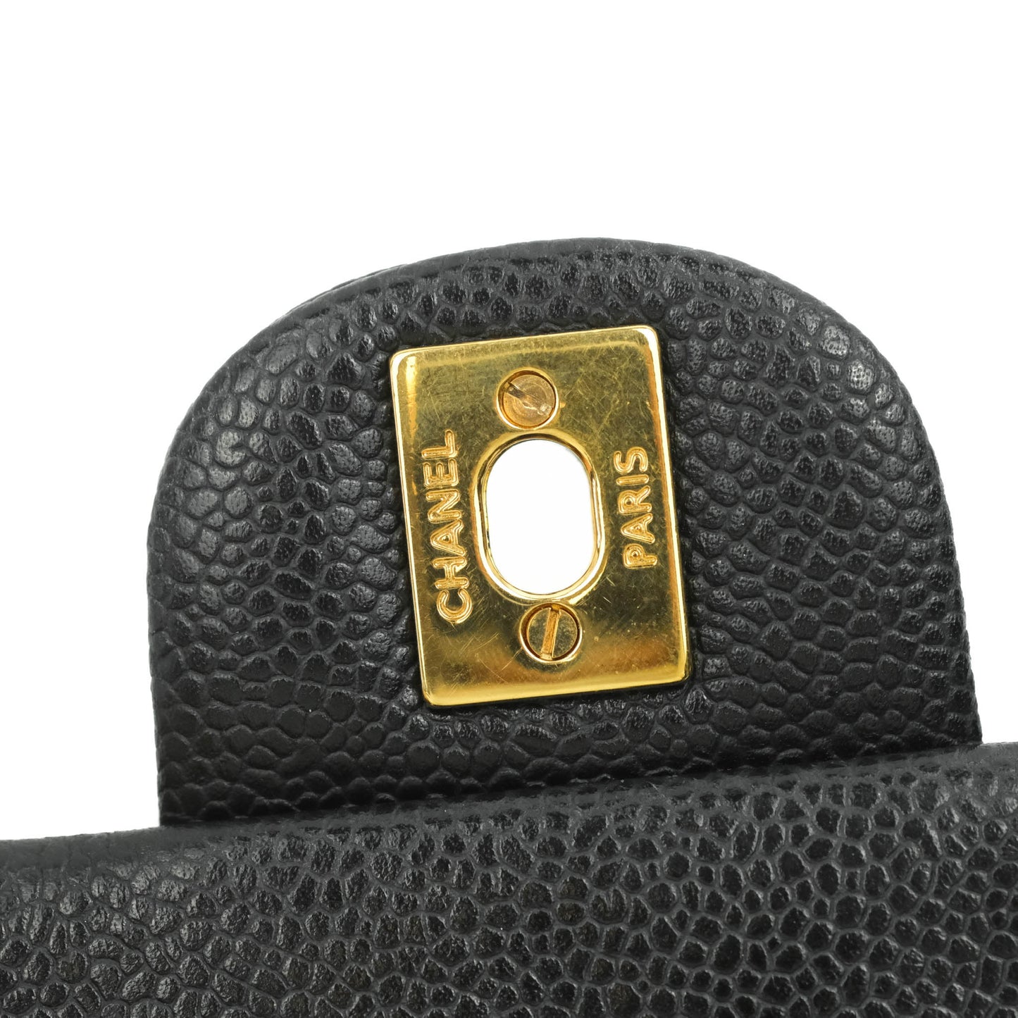 Chanel Quilted Mini Square Flap Bag Black Caviar Aged Gold Hardware