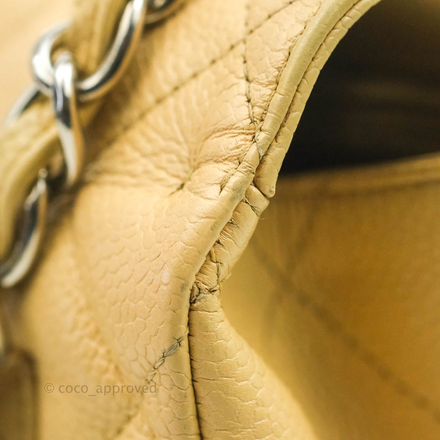 Chanel Jumbo Single Flap Beige Caviar Silver Hardware