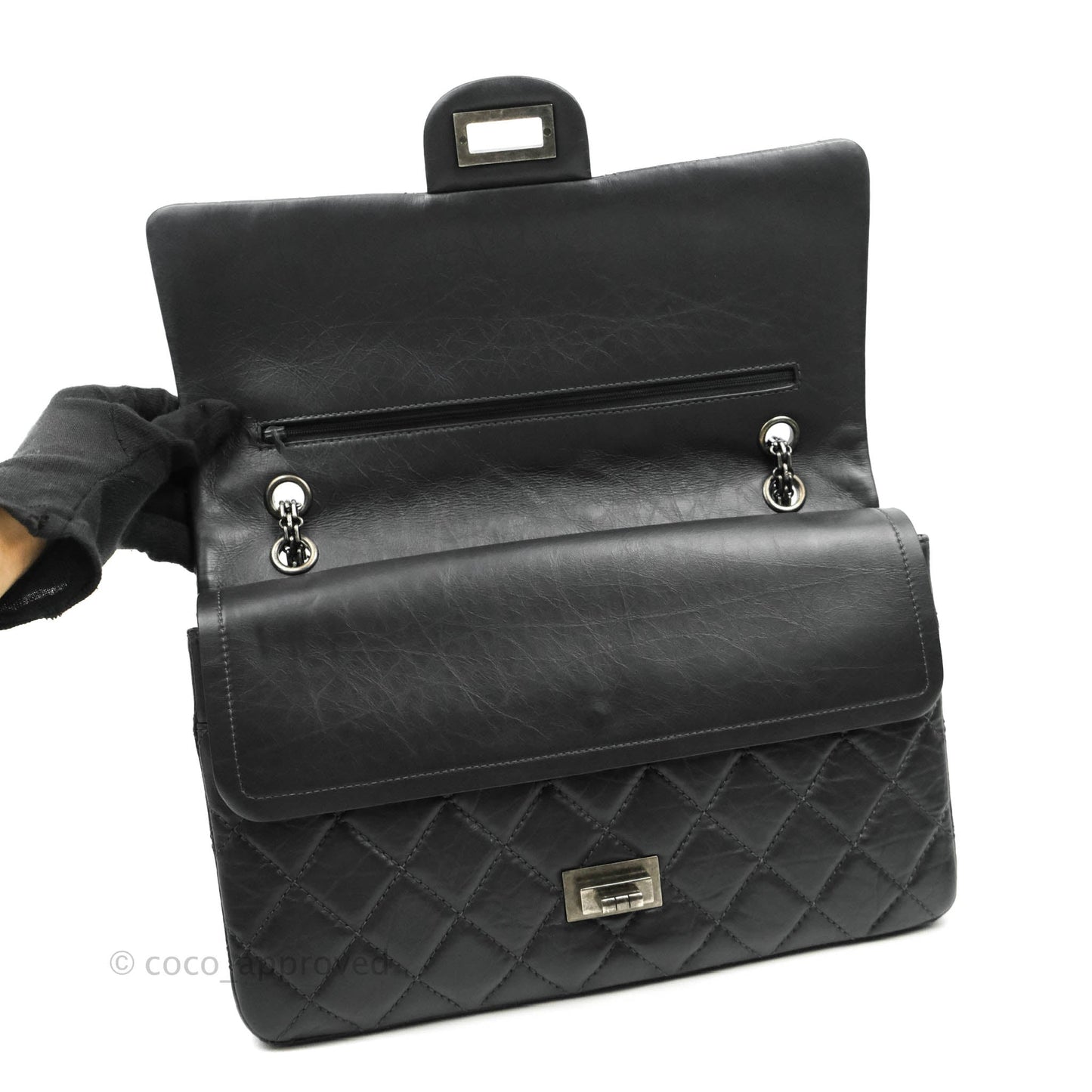 Chanel Reissue 227 Quilted Dark Grey Aged Calfskin Ruthenium Hardware