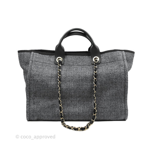 Chanel Deauville Charcoal Grey Canvas Gold Hardware