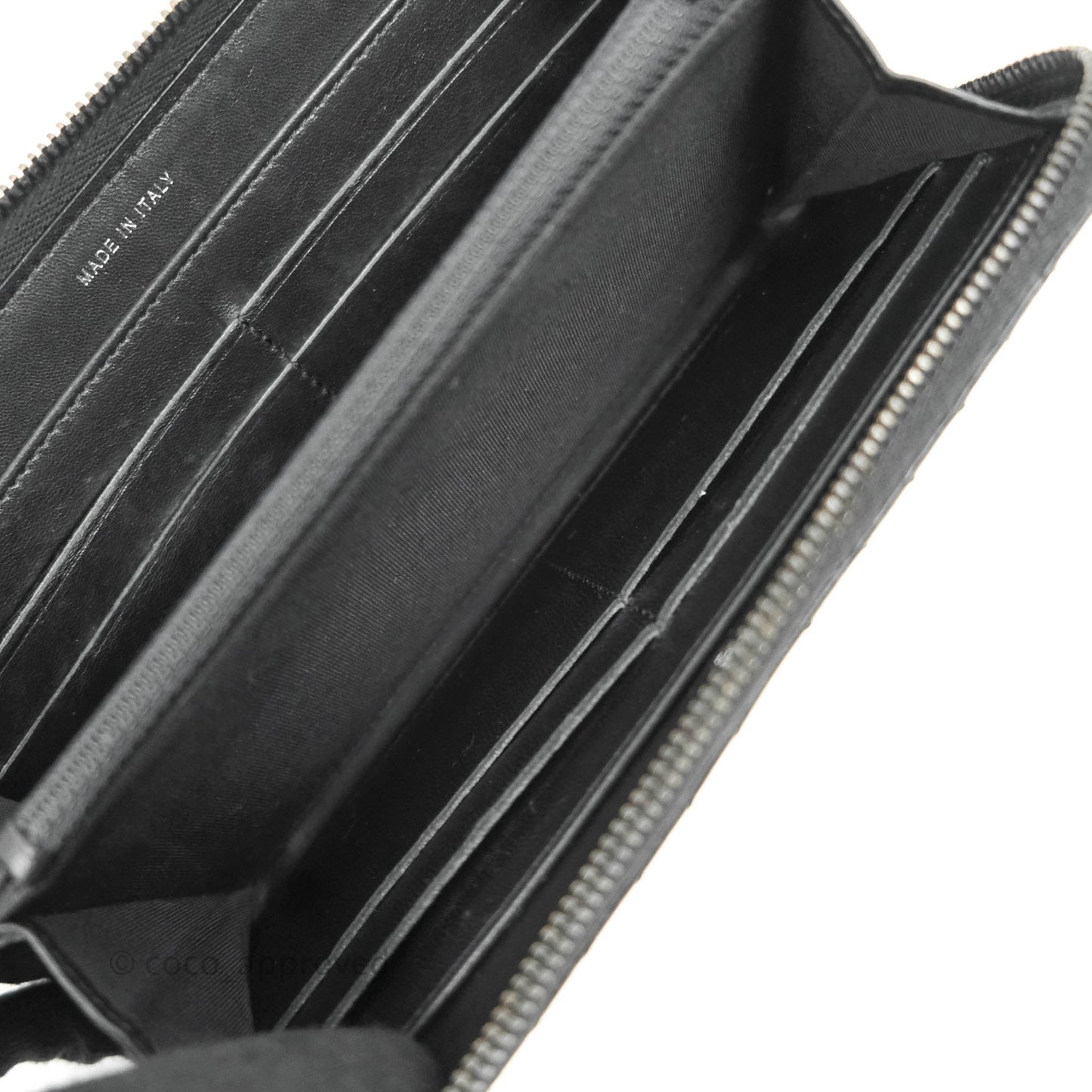 Chanel Chevron Zipped Around Long Wallet All Black Lambskin
