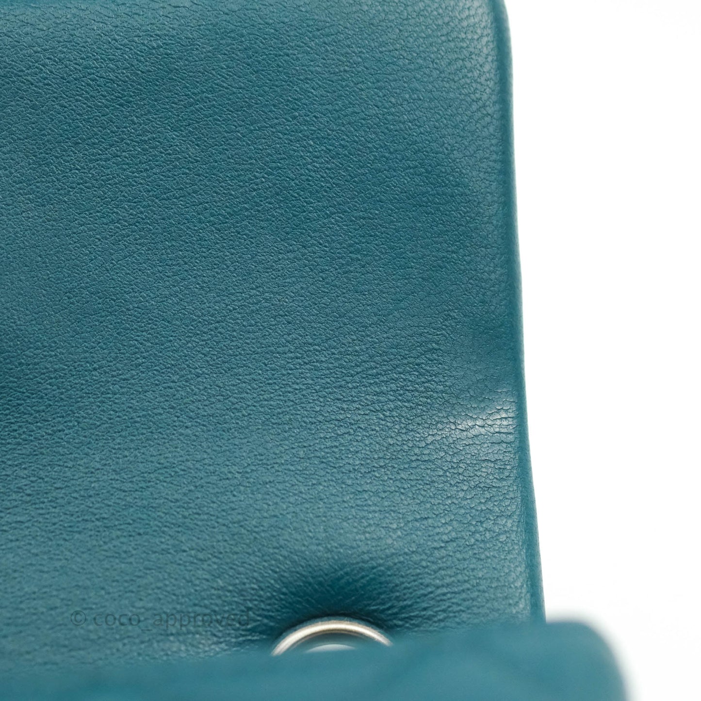 Chanel Classic Mini Rectangular Flap Teal Lambskin Silver Hardware
