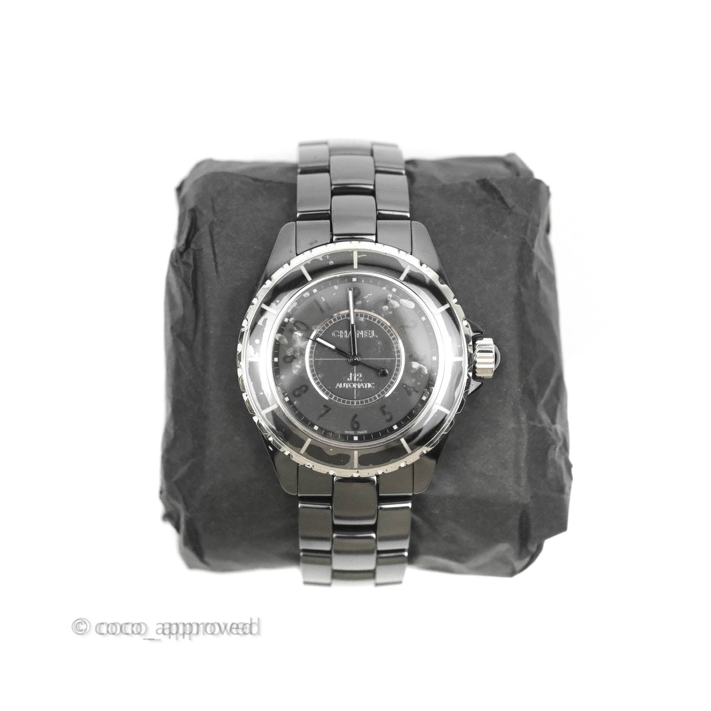 Chanel J12 Automatic Phantom Black Dial Black Ceramic Strap Women's Watch