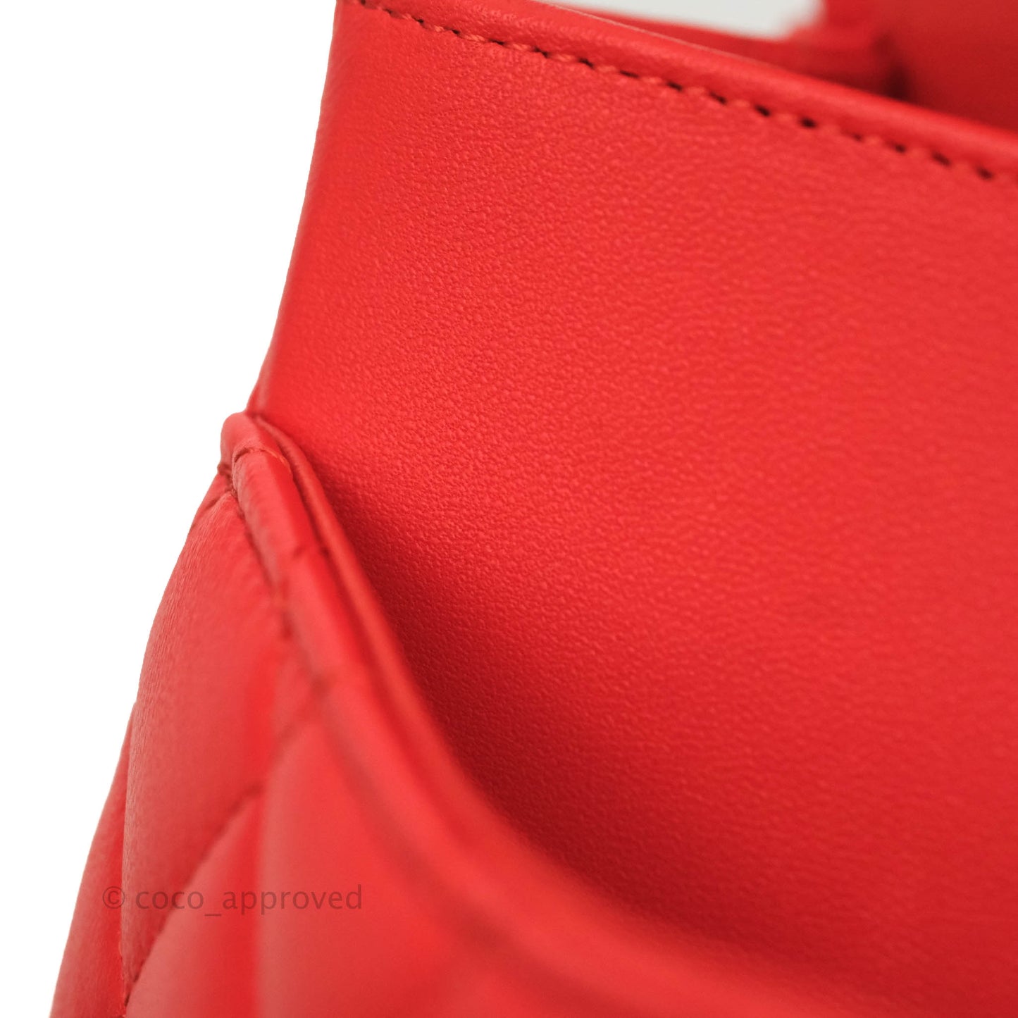 Chanel Classic M/L Medium Double Flap Poppy Red Lambskin Silver Hardware