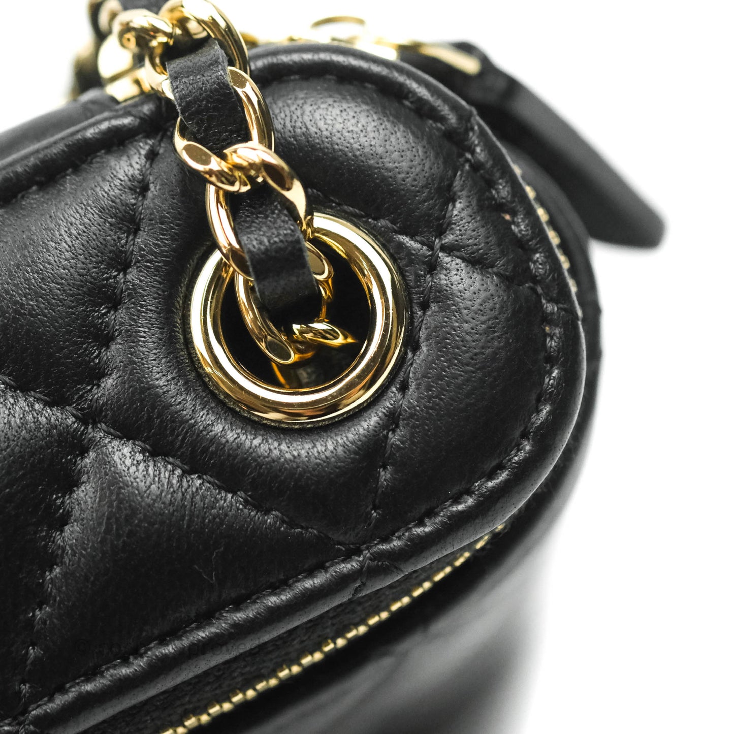 Chanel Classic Mini Vanity With Chain Black Lambskin Gold Hardware
