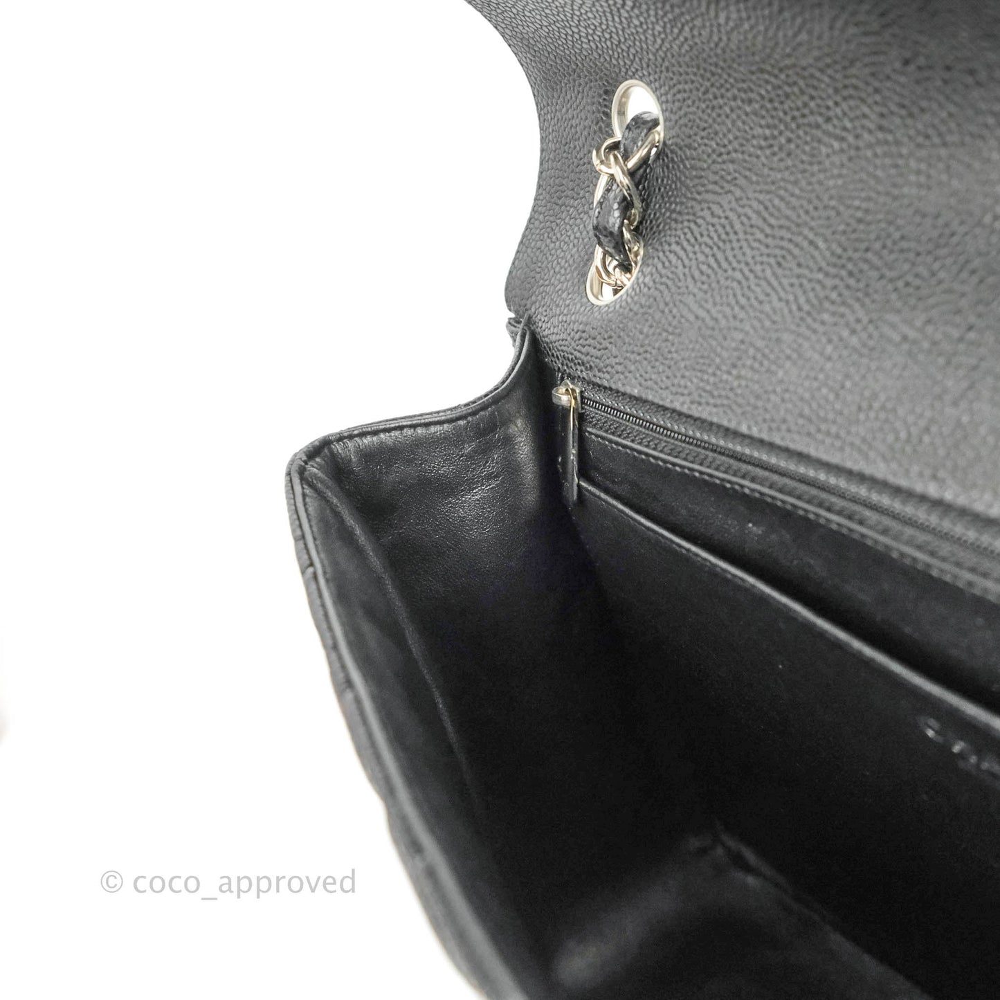 Chanel Single Flap Maxi Caviar Black Silver Hardware