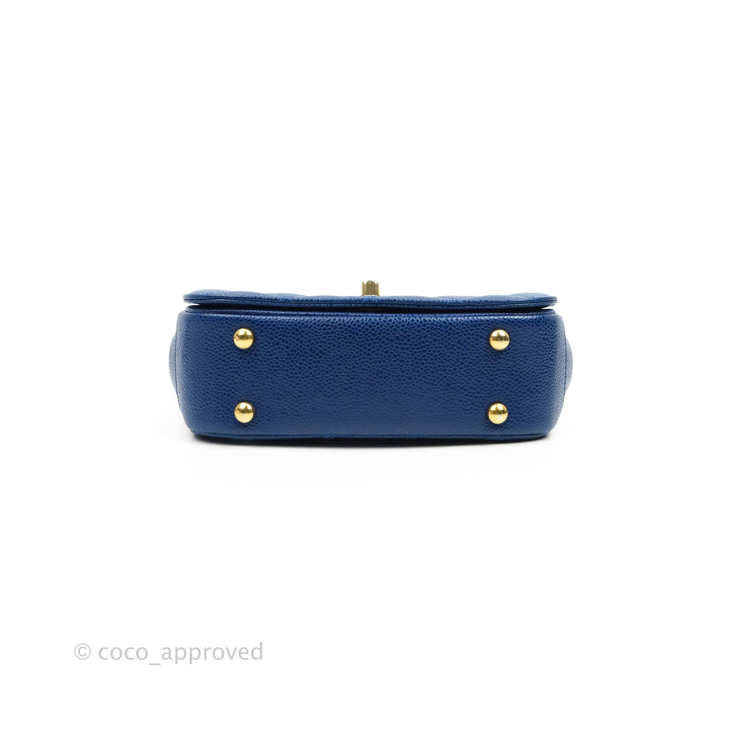 Chanel Mini Carry Around Flap Bag Blue Caviar Aged Gold Hardware
