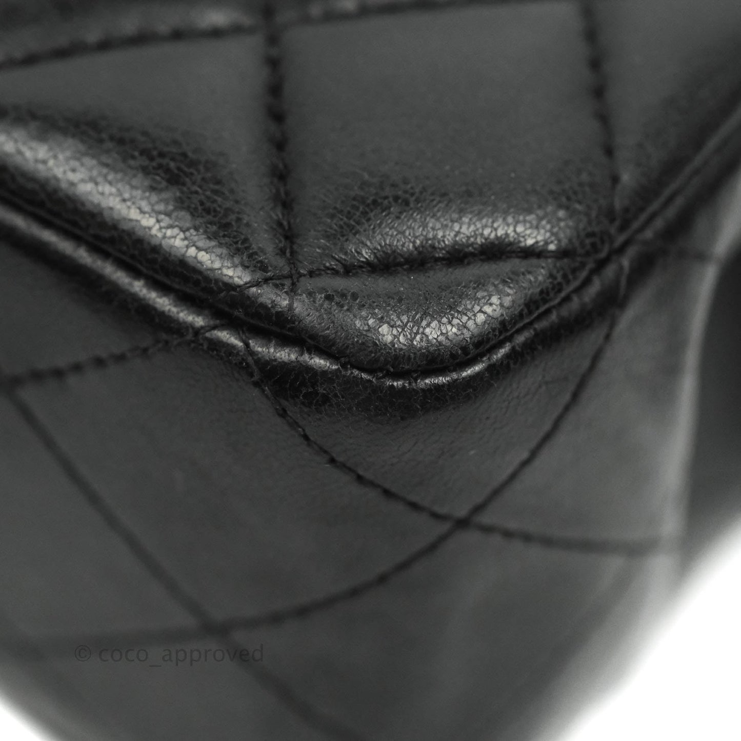 Chanel Classic M/L Medium Double Flap Black Lambskin Silver Hardware