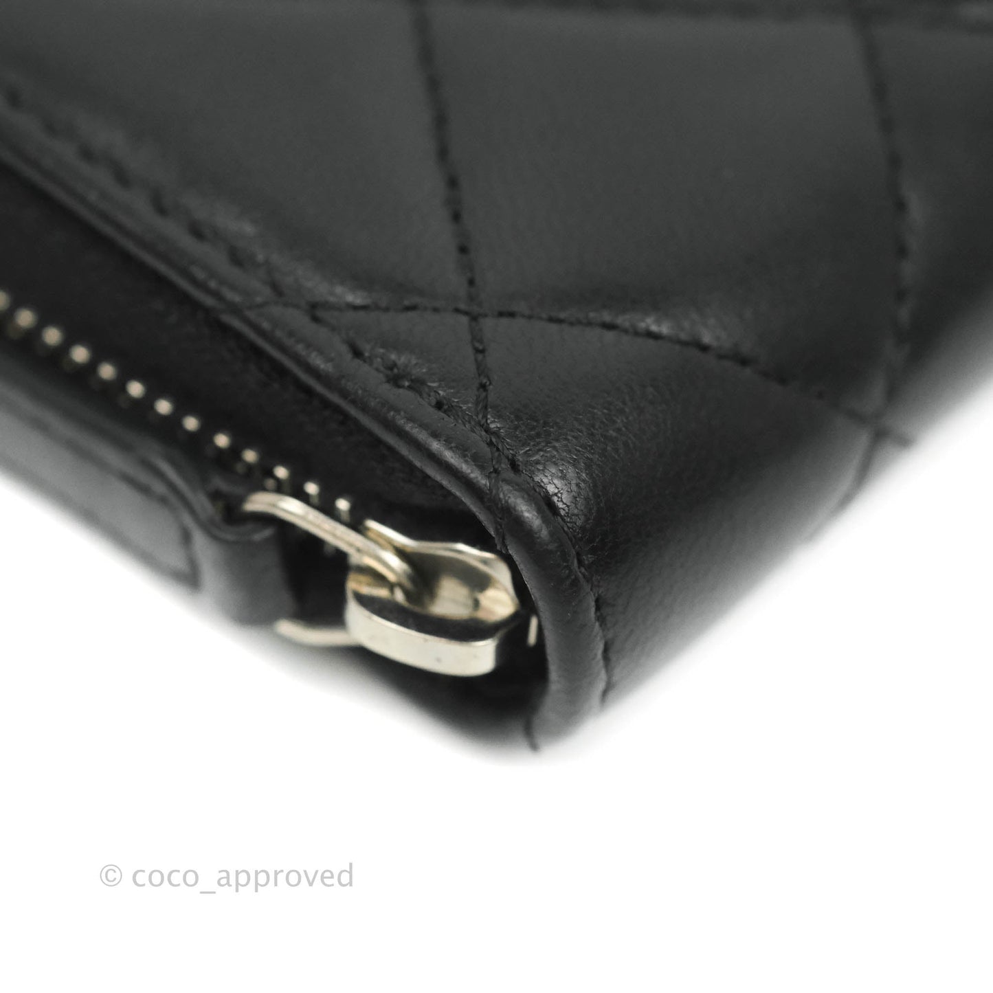 Chanel Classic Zipped Coin Purse Black Lambskin Silver Hardware