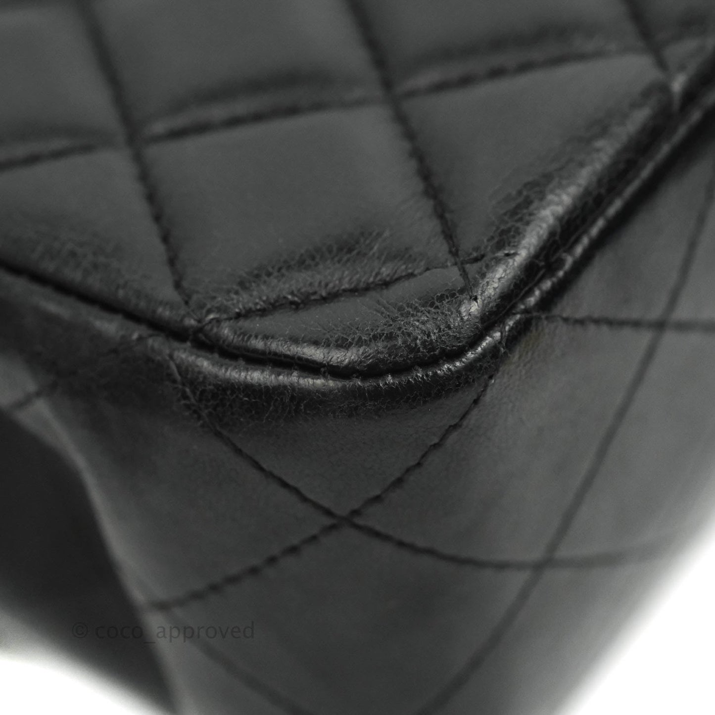 Chanel Classic M/L Medium Double Flap Black Lambskin Silver Hardware