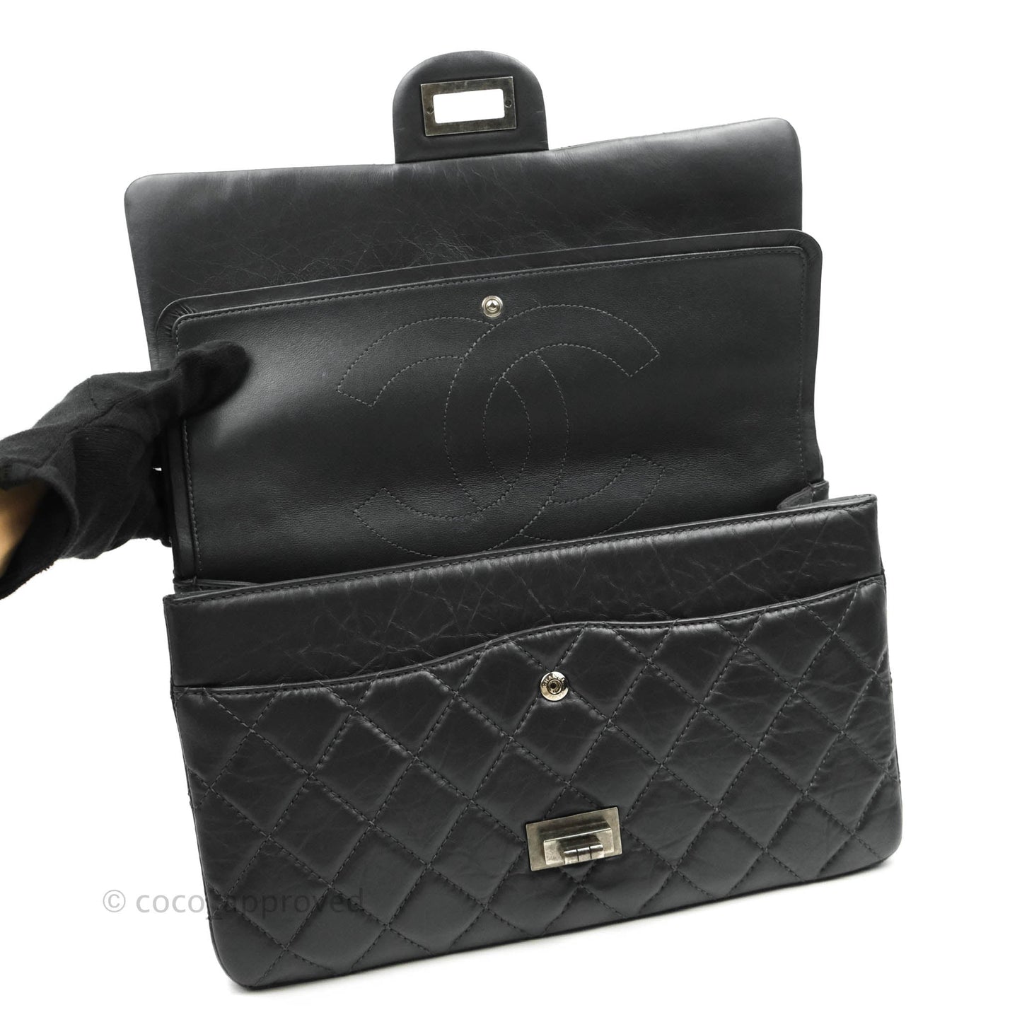 Chanel Reissue 227 Quilted Dark Grey Aged Calfskin Ruthenium Hardware