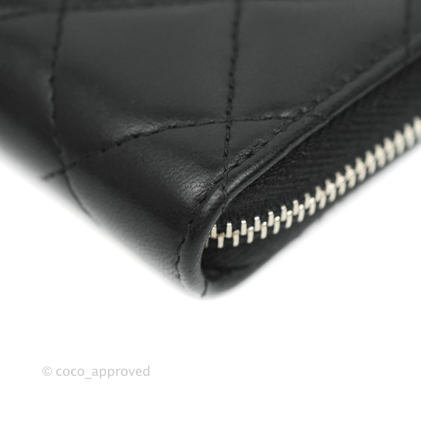 Chanel Classic Zipped Coin Purse Black Lambskin Silver Hardware