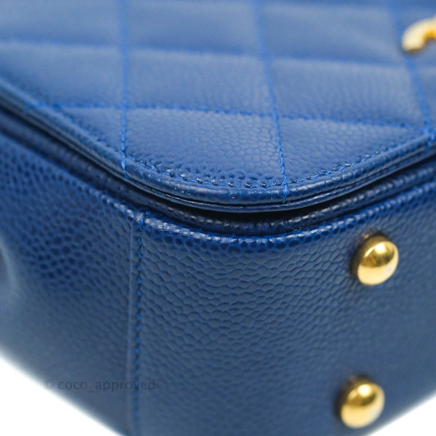 Chanel Mini Carry Around Flap Bag Blue Caviar Aged Gold Hardware