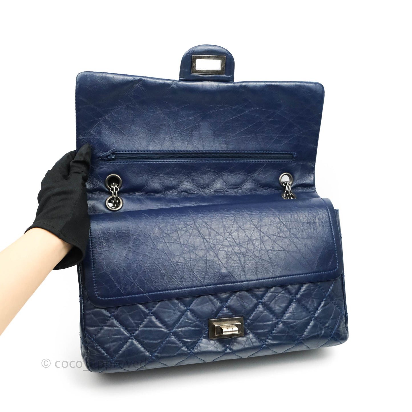 Chanel Reissue 227 Quilted Navy Aged Calfskin Ruthenium Hardware