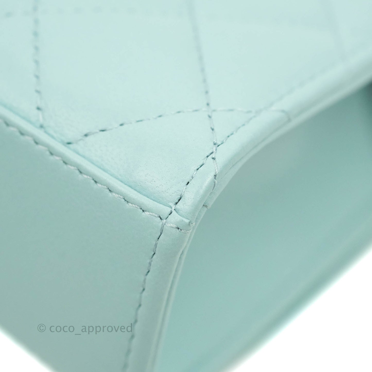 Chanel Mini Quilted Trendy CC Clutch With Chain Tiffany Blue Lambskin Gold Hardware