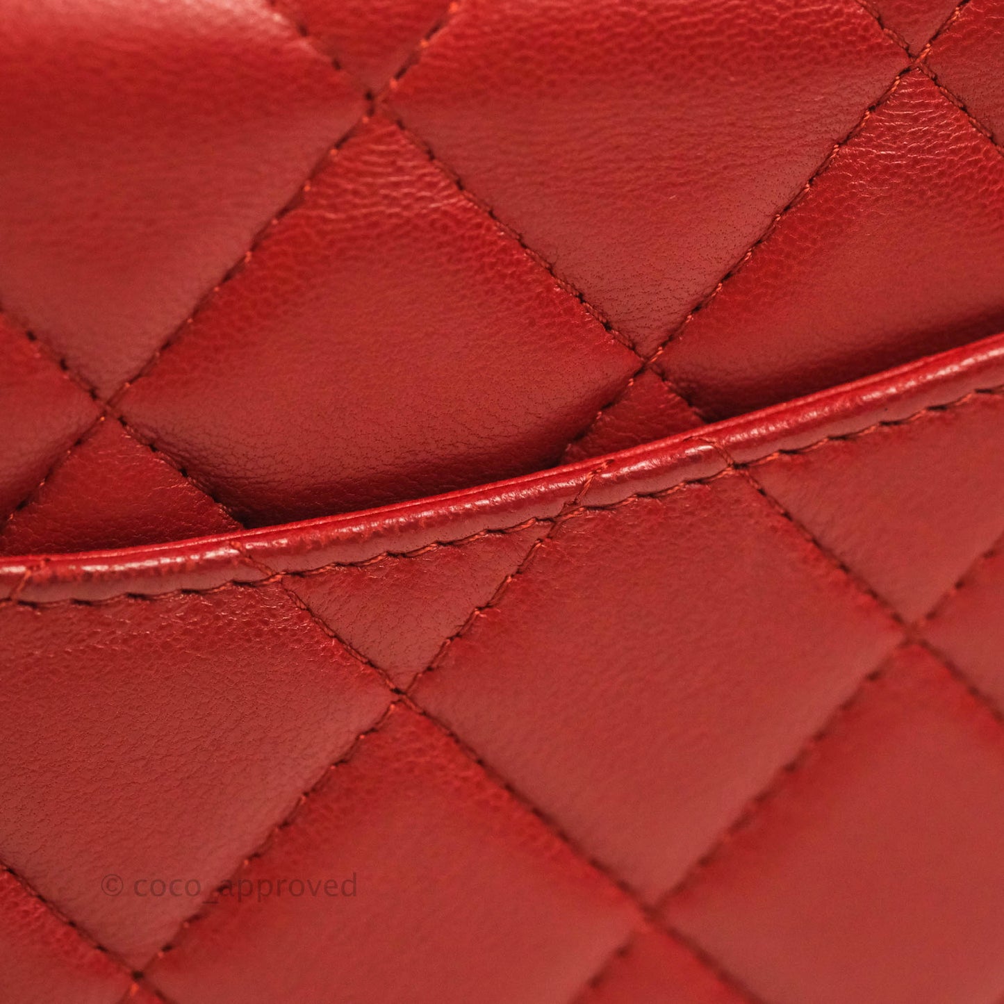 Chanel Quilted Wallet on Chain WOC Red Lambskin Silver Hardware