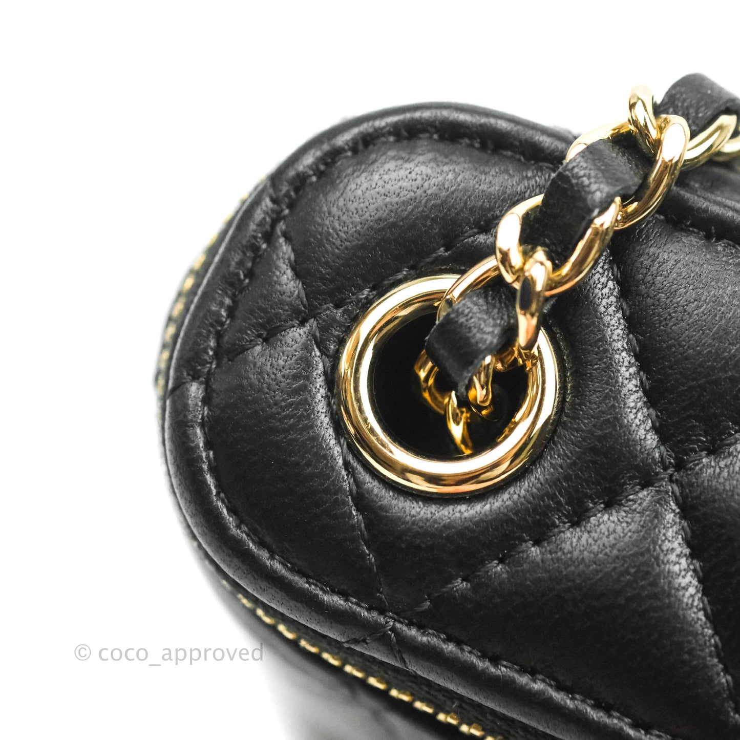 Chanel Classic Mini Vanity With Chain Black Lambskin Gold Hardware
