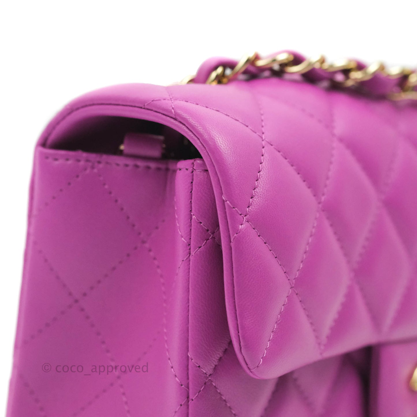 Chanel Quilted Mini Rectangular Purple Lambskin Gold Hardware