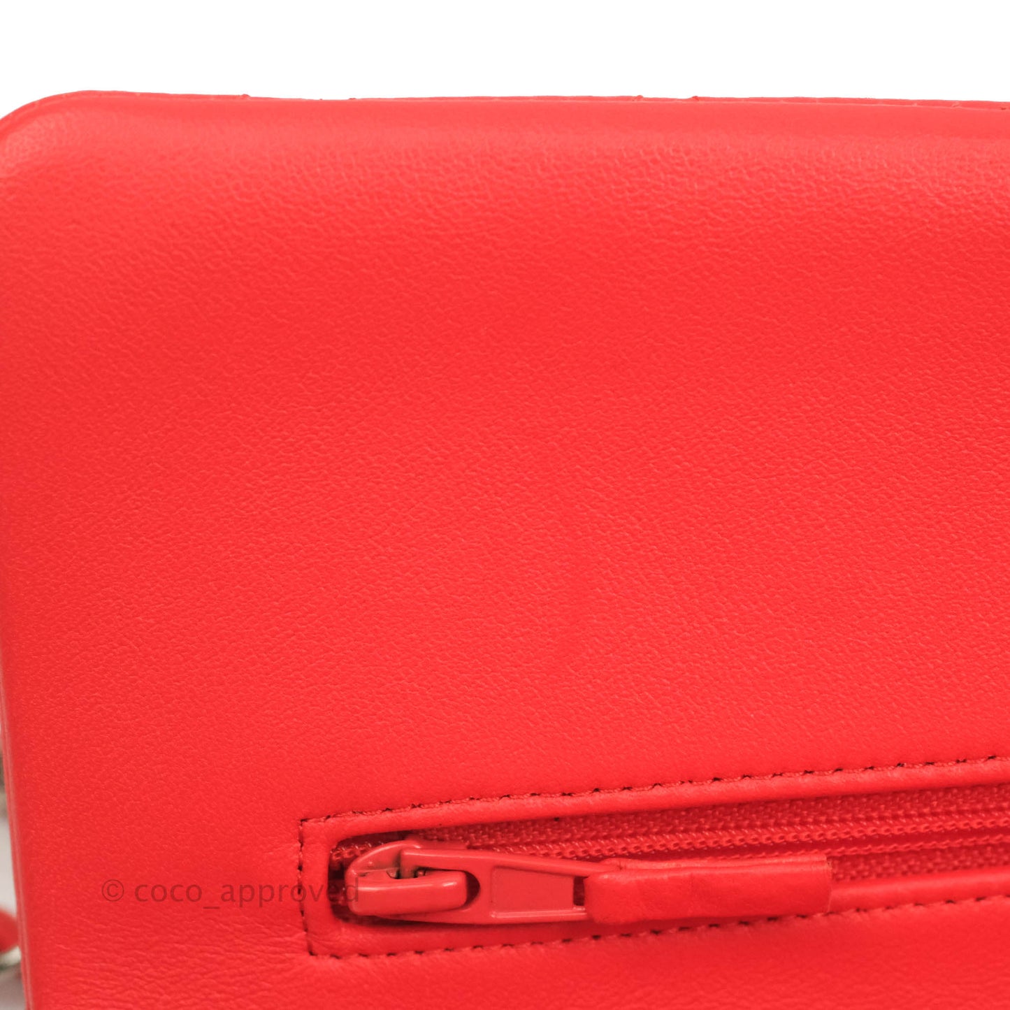 Chanel Classic M/L Medium Double Flap Poppy Red Lambskin Silver Hardware