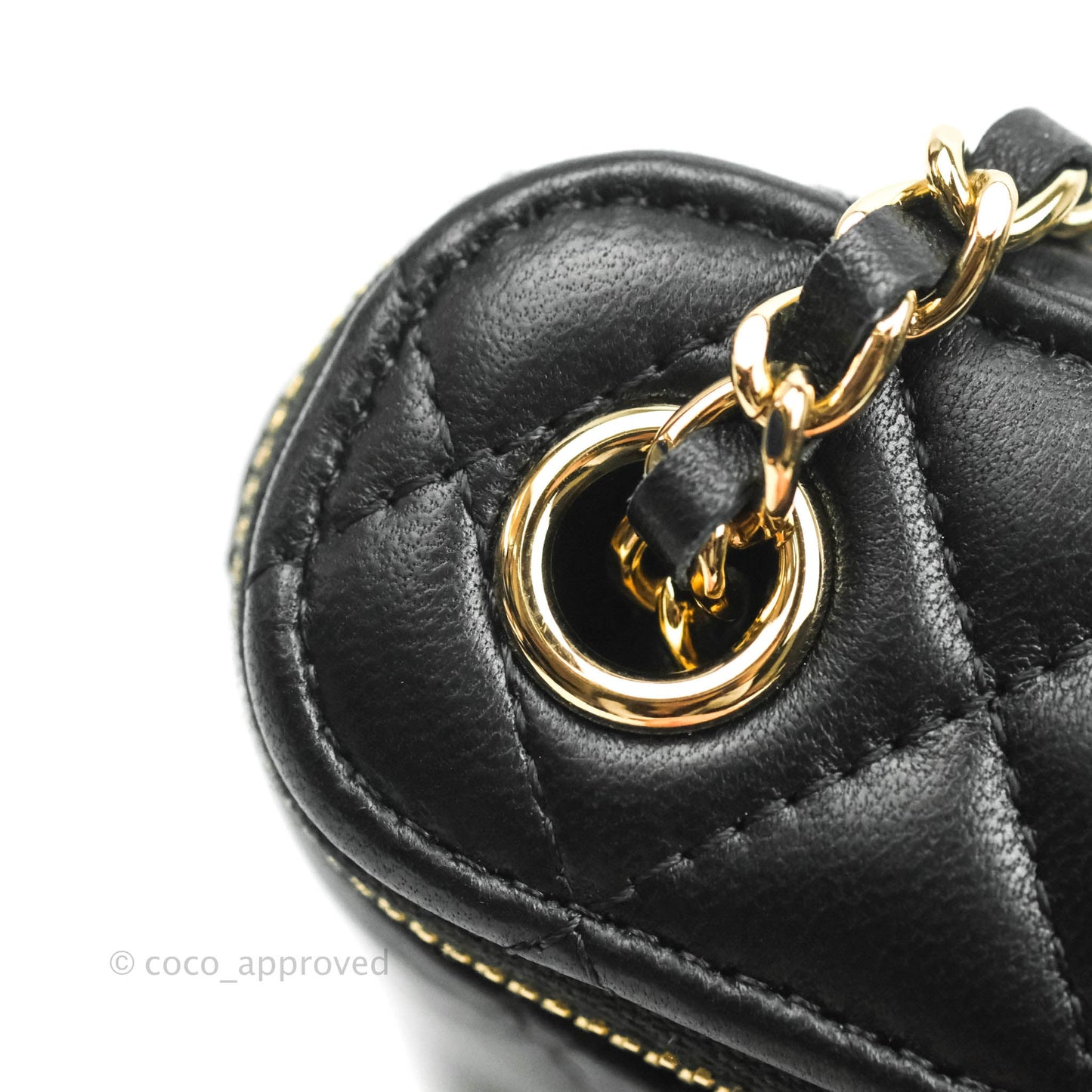 Chanel Classic Mini Vanity With Chain Black Lambskin Gold Hardware