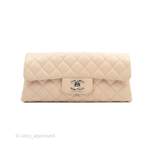 Chanel Quilted Clutch with Chain Pink Lambskin Silver Hardware