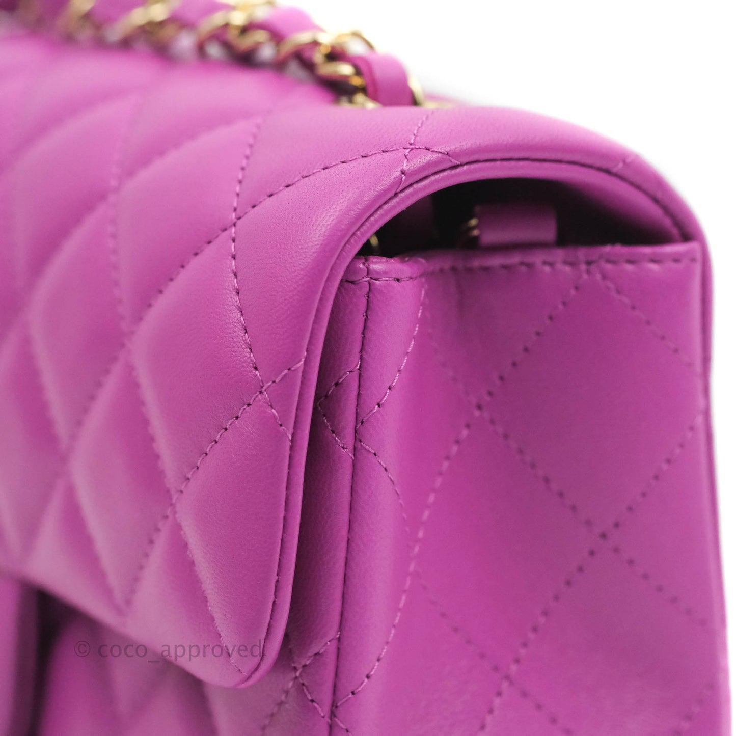 Chanel Quilted Mini Rectangular Purple Lambskin Gold Hardware