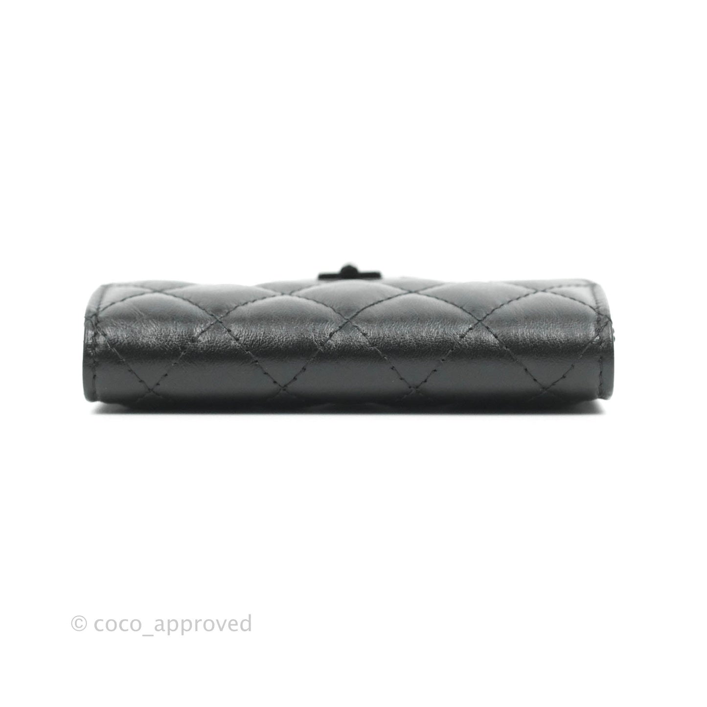 Chanel Quilted Reissue Flap Card Holder So Black Aged Calfskin