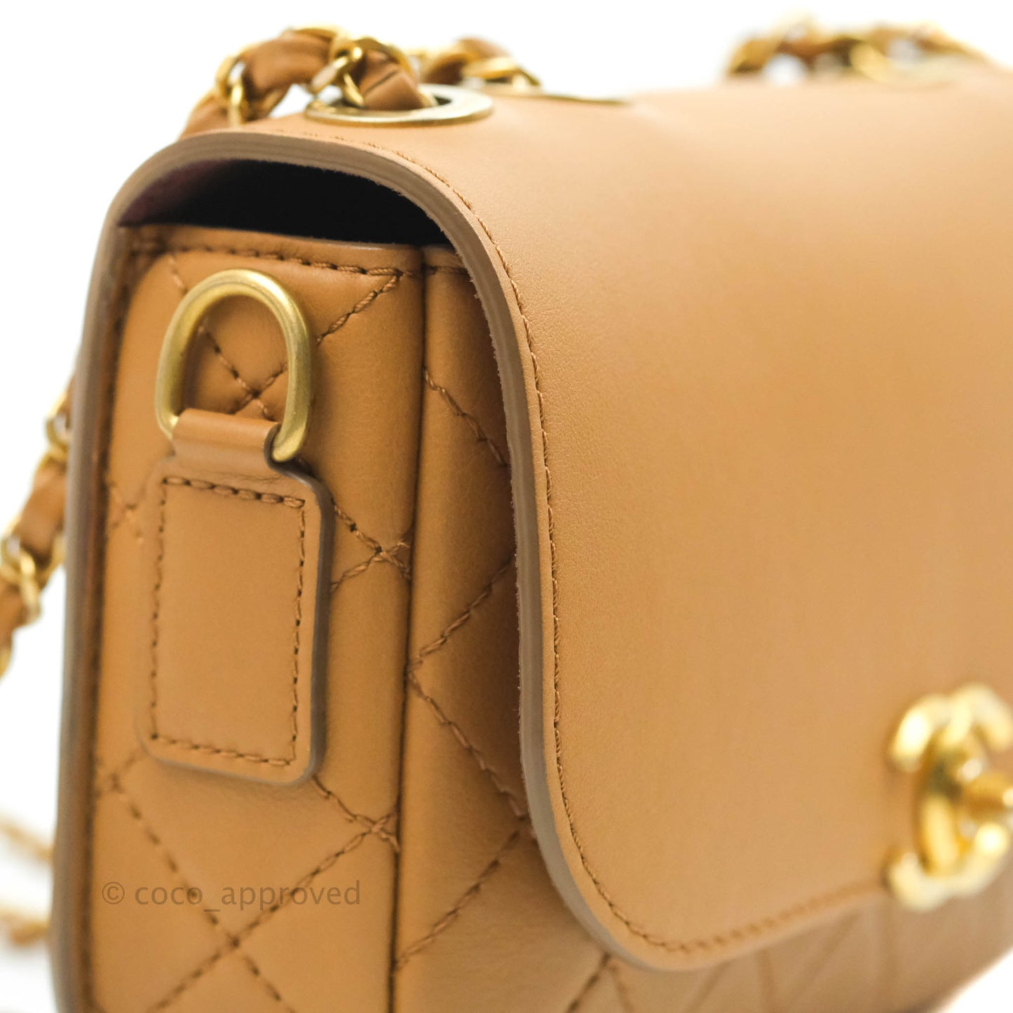 Chanel Quilted Flap With Coin Purse Caramel Calfskin Aged Gold Hardware 19K