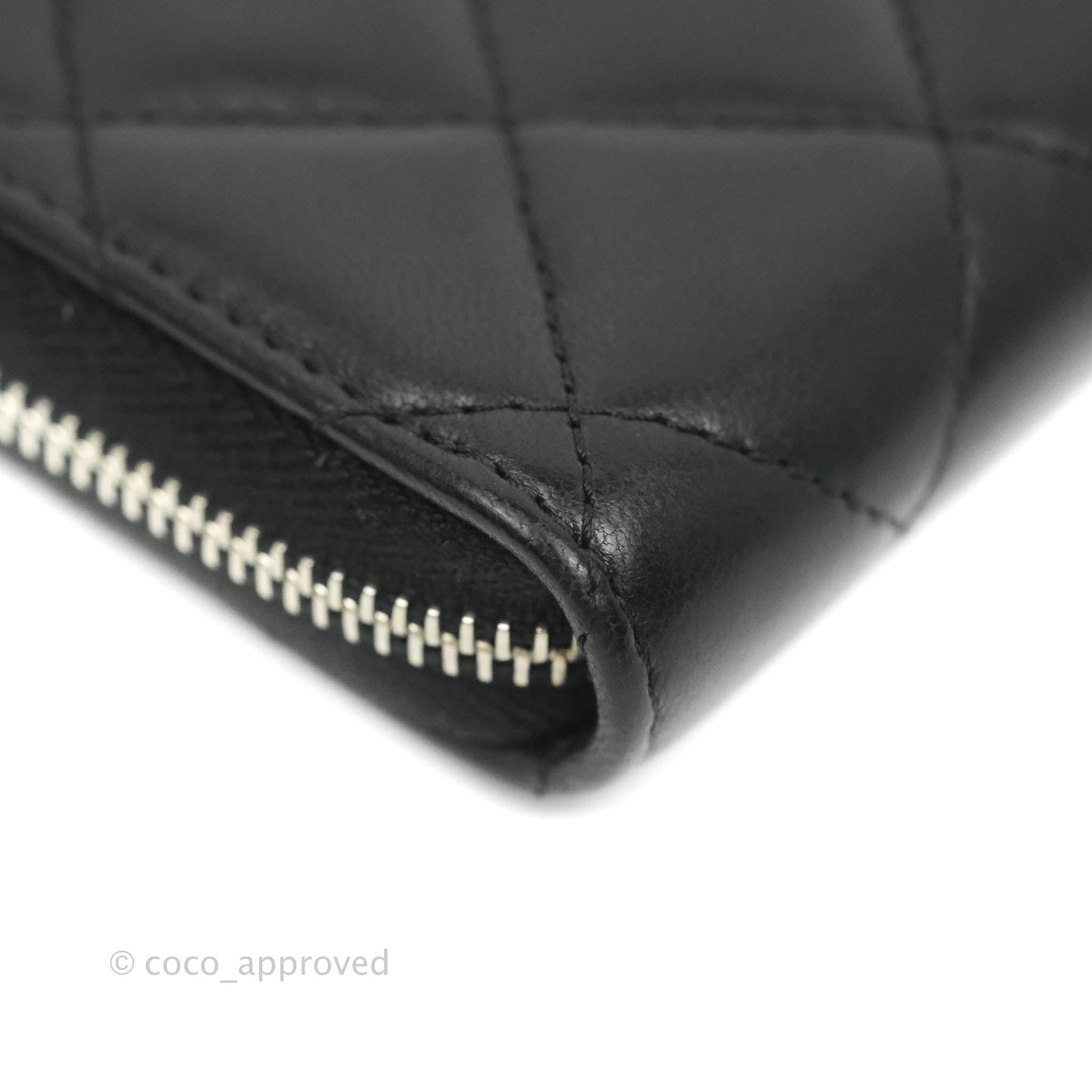 Chanel Classic Zipped Coin Purse Black Lambskin Silver Hardware