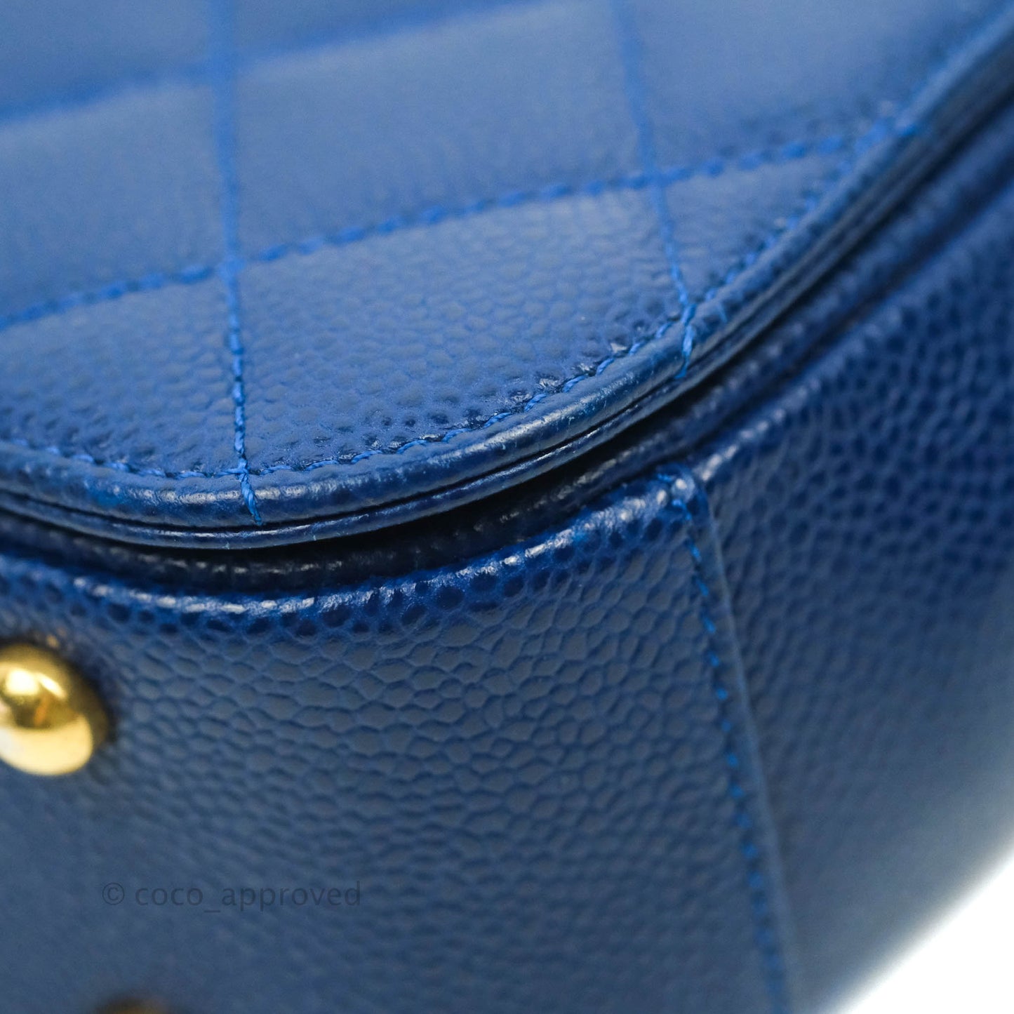 Chanel Mini Carry Around Flap Bag Blue Caviar Aged Gold Hardware