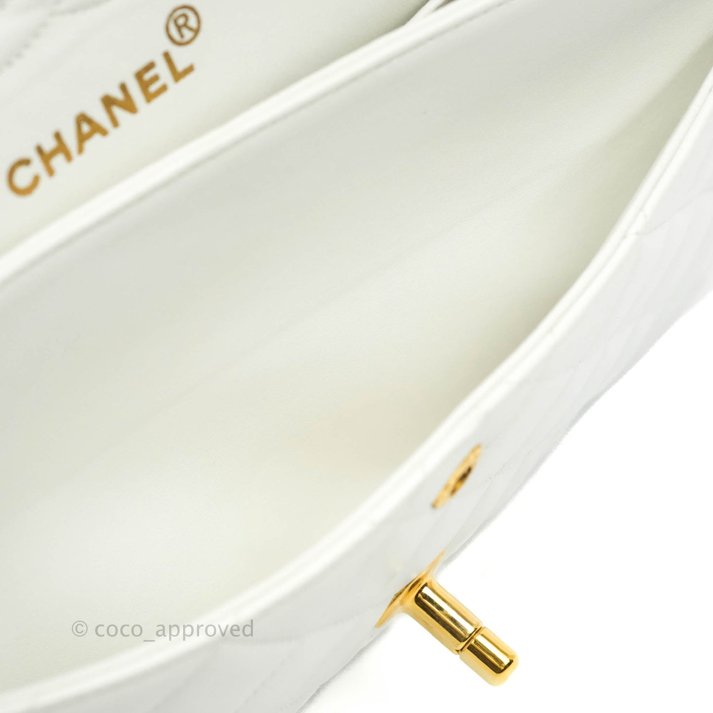 Chanel Classic Vintage Small S/M Flap White Lambskin 24K Gold Hardware