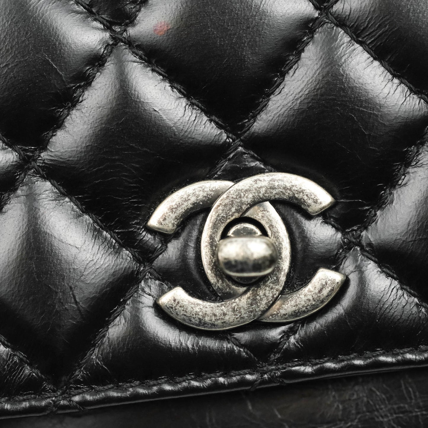 Chanel Quilted Double Sided Flap Black Aged Calfskin Ruthenium Hardware