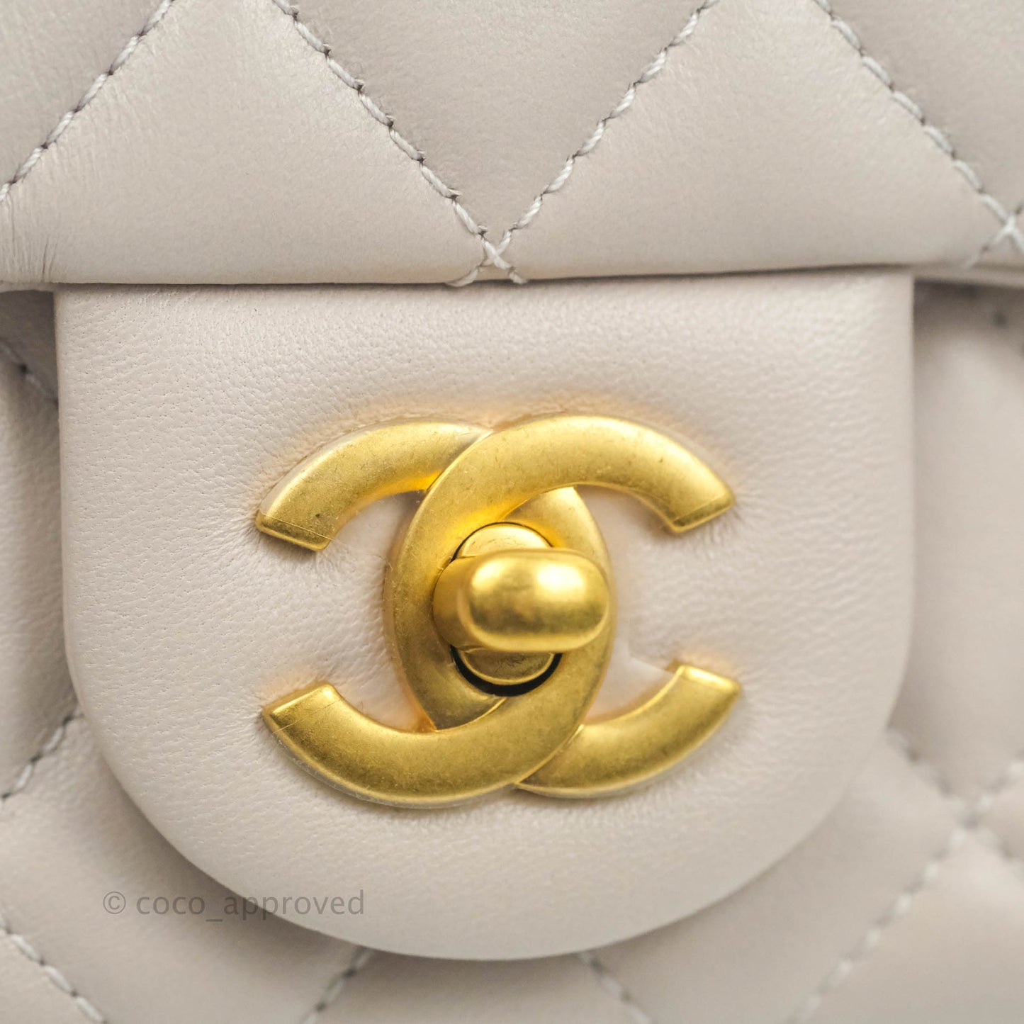 Chanel Mini Square Pearl Crush Quilted Pale Lilac Lambskin Gold Hardware