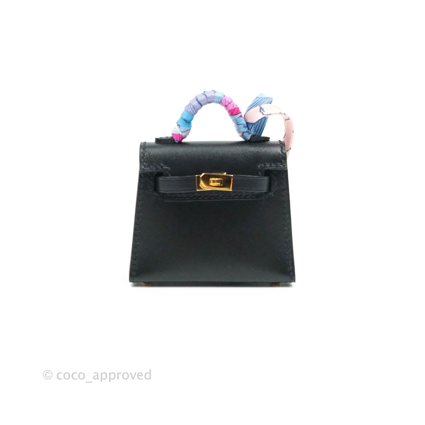 Hermès Kelly Twilly Around Bag Charm Black Tadelakt Gold Hardware