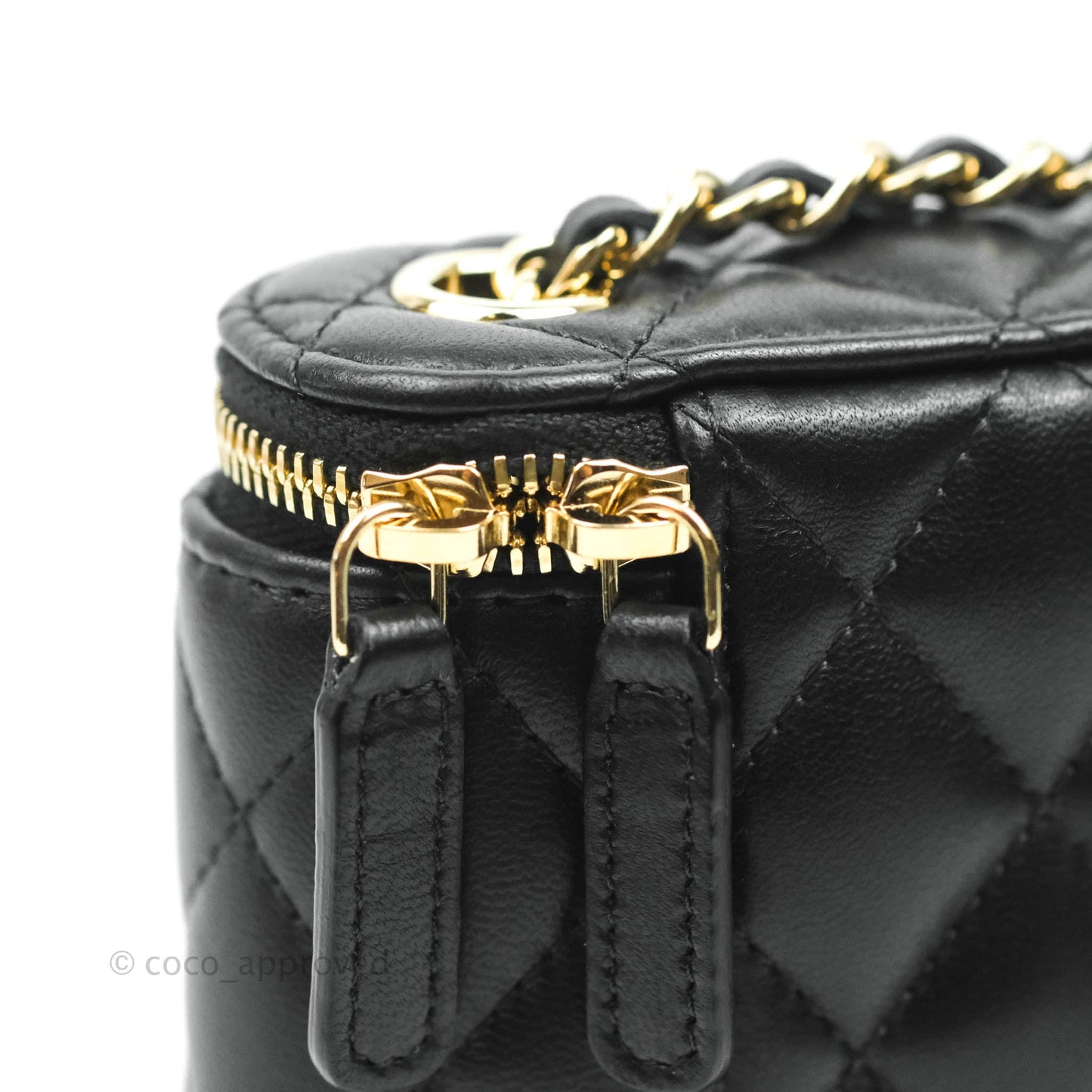 Chanel Classic Mini Vanity With Chain Black Lambskin Gold Hardware